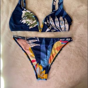 Two piece tropical floral bathing suite